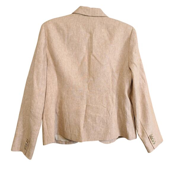 J Crew Womens Campbell Schoolboy Blazer 12 Linen Blend Jacket Beige Tan Nautical - Picture 2 of 11